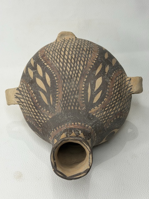 古玩陶瓷文化期·彩繪網(wǎng)格紋鳥型壺 真品鑒賞圖