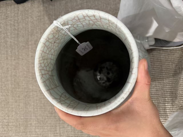 古玩陶瓷哥釉橄欖瓶真品鑒賞圖