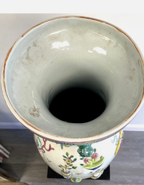 古玩陶瓷三星高照圖粉彩瓶真品鑒賞圖