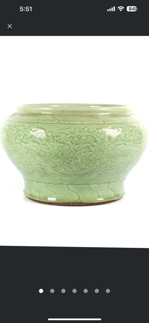 古玩陶瓷青釉廣口罐真品鑒賞圖