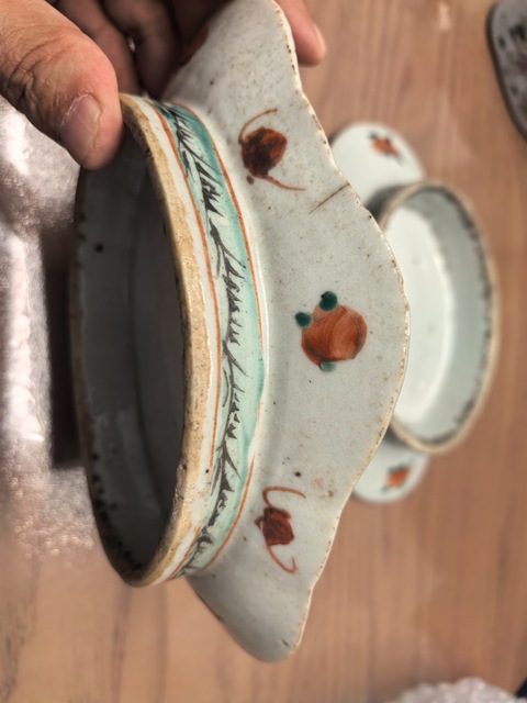 古玩陶瓷粉彩壽桃花卉海棠貢盤真品鑒賞圖