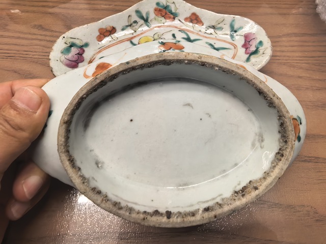 古玩陶瓷粉彩壽桃花卉海棠貢盤真品鑒賞圖