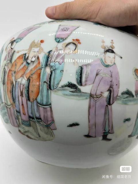 古玩陶瓷粉彩人物故事蓋罐真品鑒賞圖