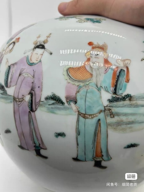 古玩陶瓷粉彩人物故事蓋罐真品鑒賞圖