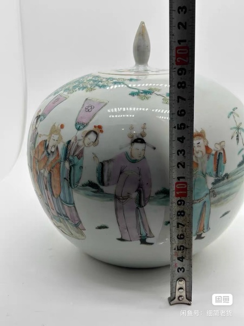 古玩陶瓷粉彩人物故事蓋罐真品鑒賞圖