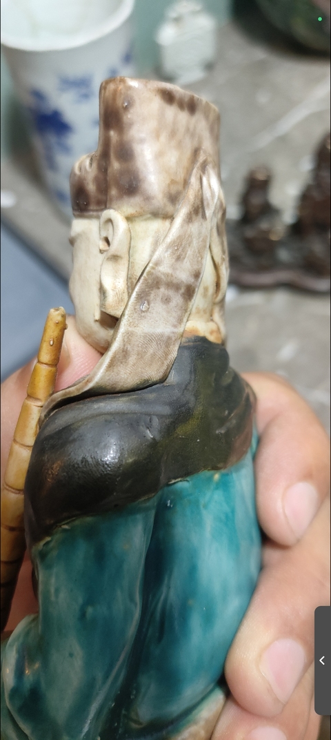 古玩陶瓷素三彩人物瓷像真品鑒賞圖