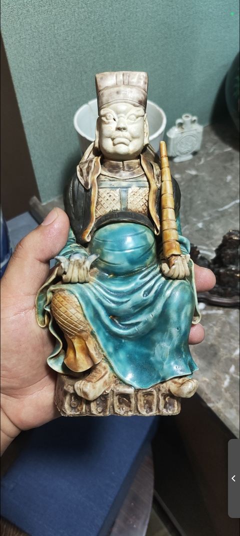 古玩陶瓷素三彩人物瓷像真品鑒賞圖