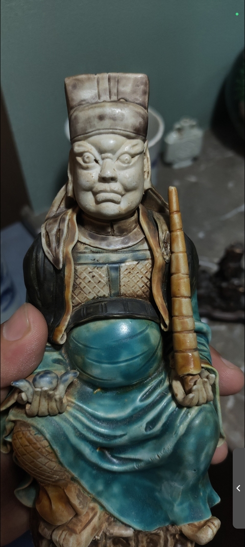 古玩陶瓷素三彩人物瓷像真品鑒賞圖