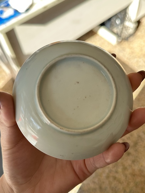 古玩陶瓷和合二仙彩繪盤真品鑒賞圖