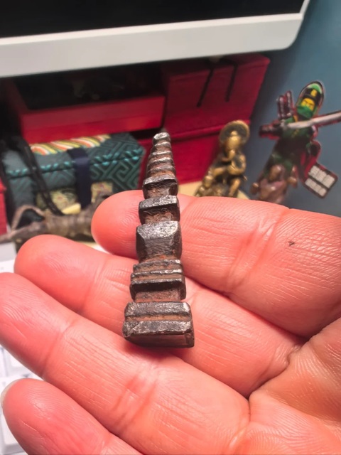 古玩銅器合金佛塔真品鑒賞圖