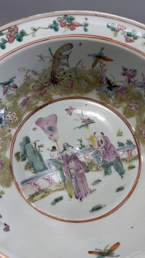 古玩陶瓷粉彩盆真品鑒賞圖