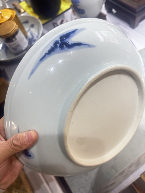 古玩陶瓷青花過墻龍紋盤真品鑒賞圖