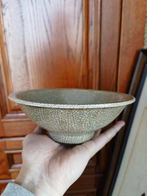 古玩陶瓷哥釉斗笠碗真品鑒賞圖