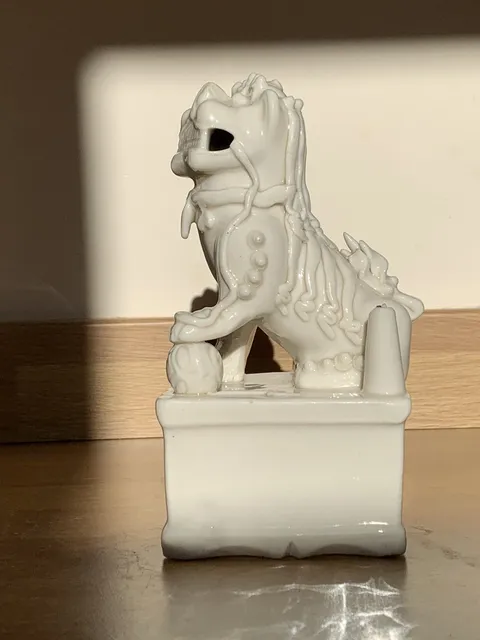 古玩陶瓷德化白瓷獅子香插真品鑒賞圖