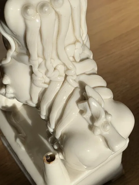 古玩陶瓷德化白瓷獅子香插真品鑒賞圖