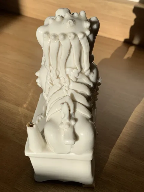 古玩陶瓷德化白瓷獅子香插真品鑒賞圖