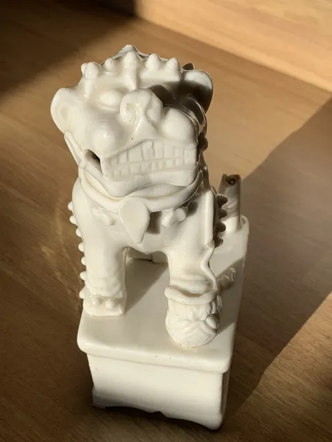 古玩陶瓷德化白瓷獅子香插真品鑒賞圖