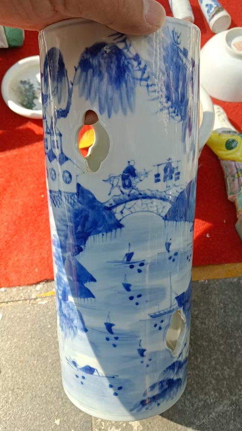 古玩陶瓷青花帽筒真品鑒賞圖