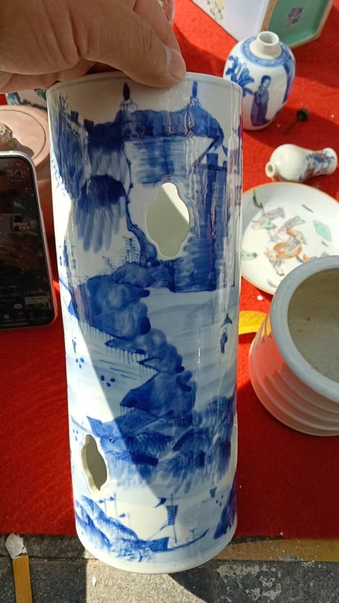 古玩陶瓷青花帽筒真品鑒賞圖