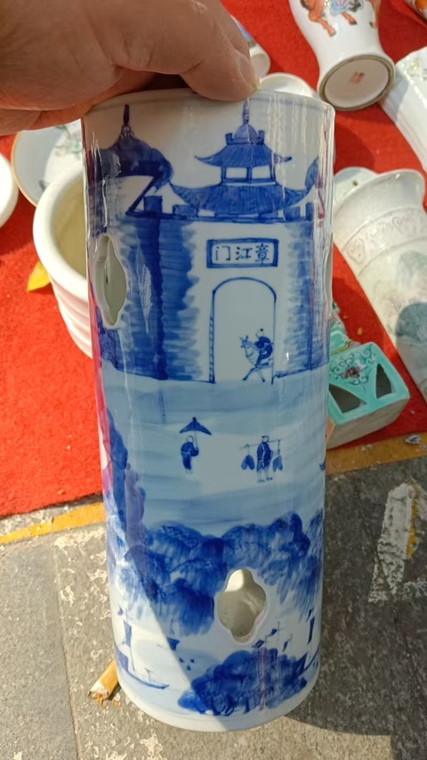 古玩陶瓷青花帽筒真品鑒賞圖