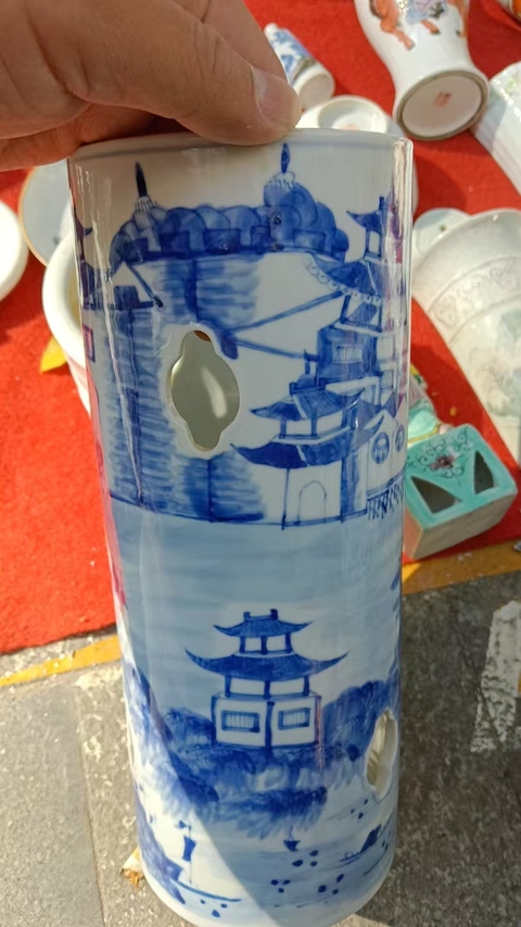 古玩陶瓷青花帽筒真品鑒賞圖