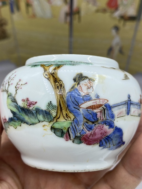 古玩陶瓷清道光 粉彩人物故事水盂拍賣，當前價格3999元