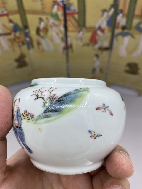 古玩陶瓷清道光 粉彩人物故事水盂拍賣，當前價格3999元