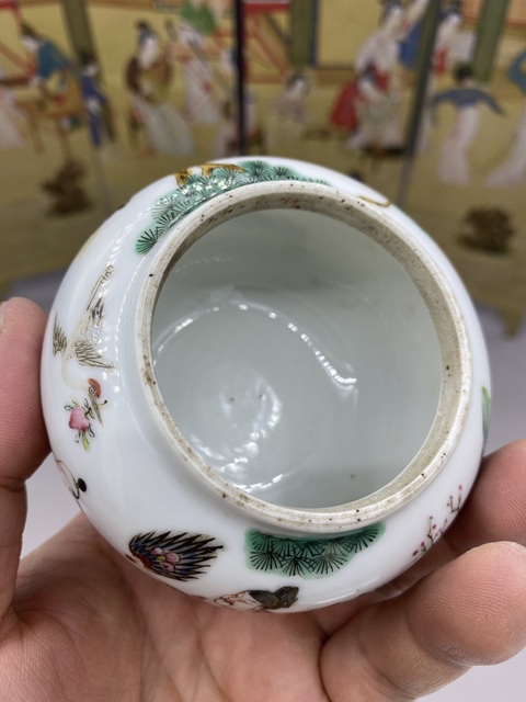 古玩陶瓷清道光 粉彩人物故事水盂拍賣，當前價格3999元