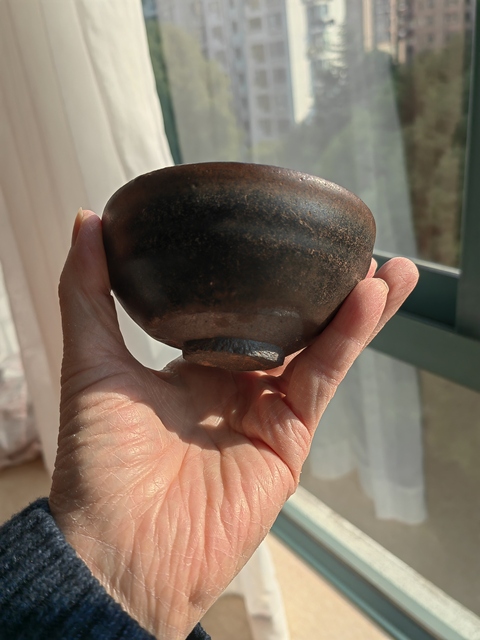 古玩陶瓷建窯芝麻釉束口盞真品鑒賞圖