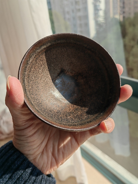 古玩陶瓷建窯芝麻釉束口盞真品鑒賞圖