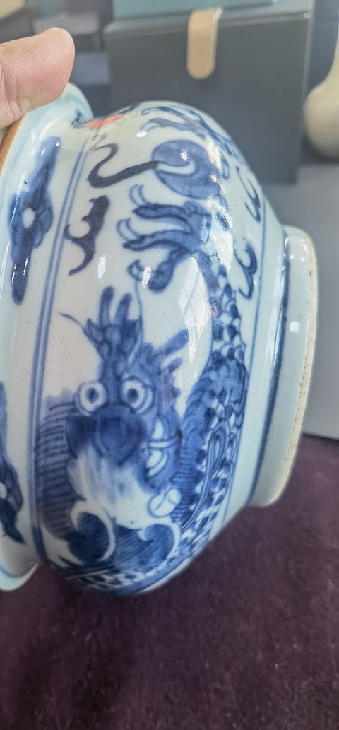 古玩陶瓷青花雙龍戲珠紋爐真品鑒賞圖