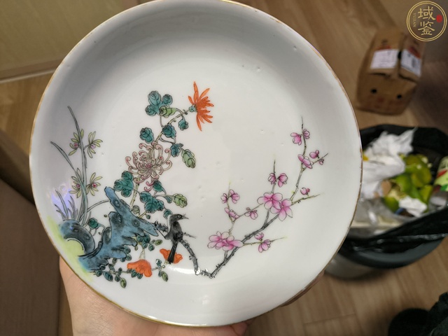 古玩陶瓷新仿民國細路粉彩盤真品鑒賞圖