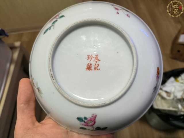 古玩陶瓷新仿民國細路粉彩盤真品鑒賞圖