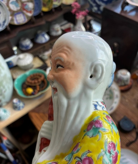 古玩陶瓷民國 粉彩壽星擺件真品鑒賞圖