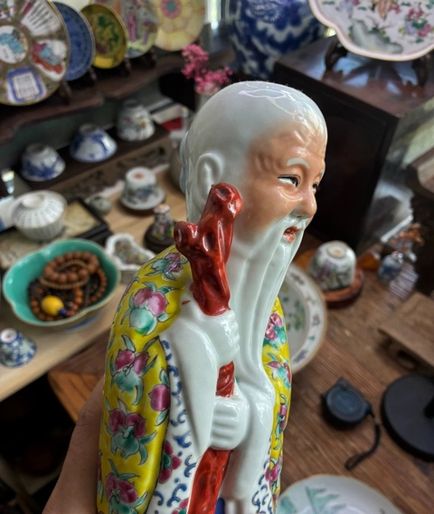 古玩陶瓷民國 粉彩壽星擺件真品鑒賞圖