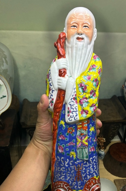 古玩陶瓷民國 粉彩壽星擺件真品鑒賞圖