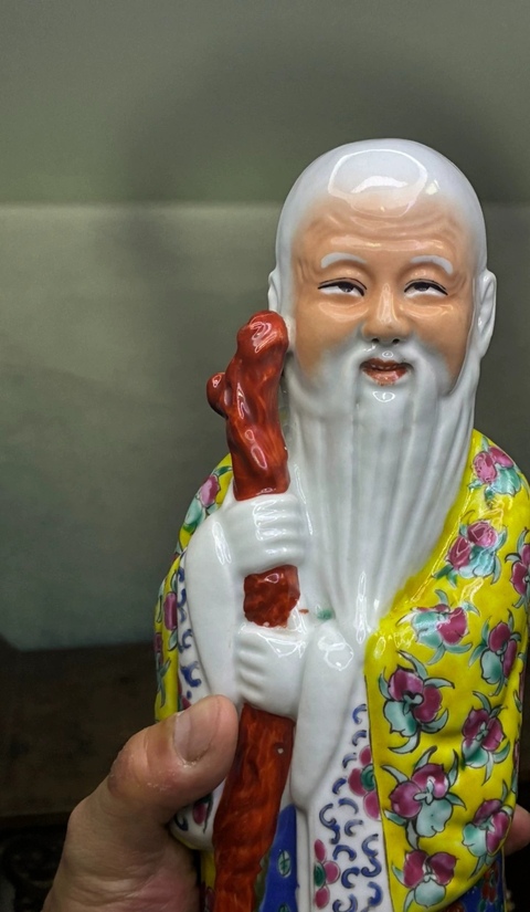 古玩陶瓷民國 粉彩壽星擺件真品鑒賞圖