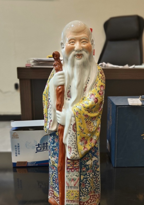 古玩陶瓷民國 茂記生造 粉彩壽星擺件真品鑒賞圖