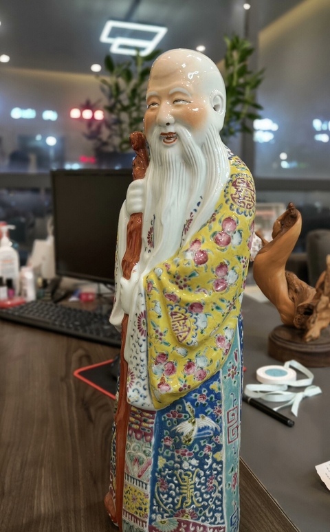 古玩陶瓷民國 茂記生造 粉彩壽星擺件真品鑒賞圖