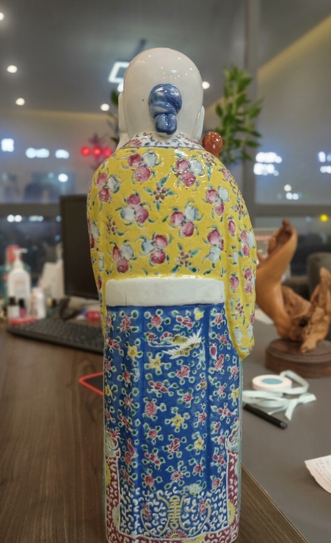 古玩陶瓷民國 茂記生造 粉彩壽星擺件真品鑒賞圖