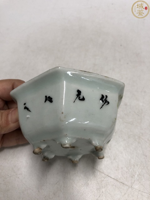 古玩陶瓷淺絳彩花鳥紋菖蒲盆真品鑒賞圖