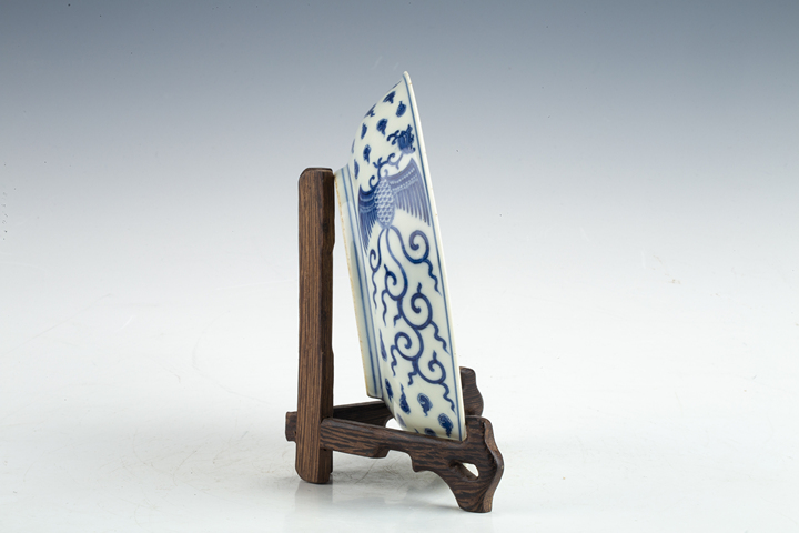 古玩陶瓷清道光·青花對頭鳳紋盤（官）真品鑒賞圖