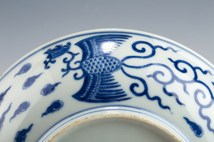 古玩陶瓷清道光·青花對頭鳳紋盤（官）真品鑒賞圖