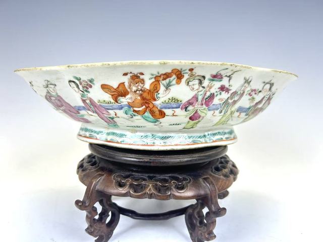 古玩陶瓷晚清·粉彩十二花神貢盤真品鑒賞圖