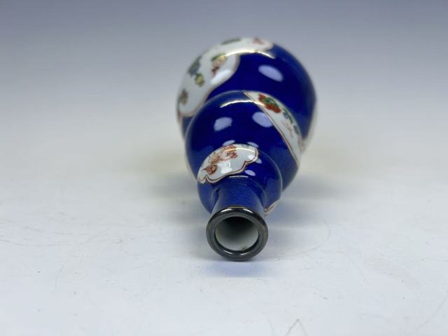 古玩陶瓷清康熙·青花灑藍釉博古開窗五彩葫蘆瓶真品鑒賞圖