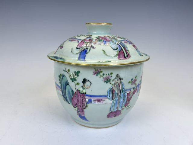 古玩陶瓷清中期·粉彩十二花神粥罐拍賣，當前價格3552元