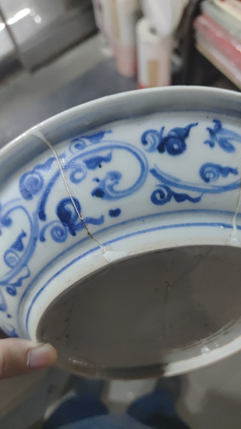 古玩陶瓷鳳紋青花盤標本真品鑒賞圖