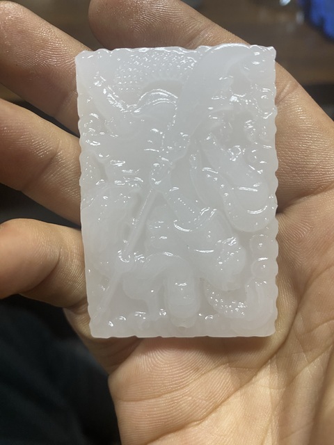 古玩玉器阿富汗玉雕“關(guān)公牌”真品鑒賞圖