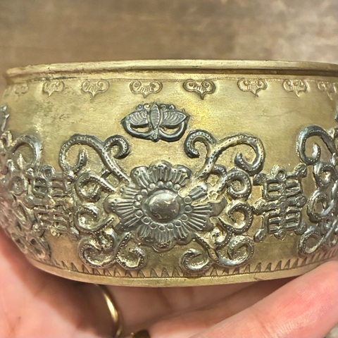 古玩雜項銀鎏金鏨刻筆洗真品鑒賞圖