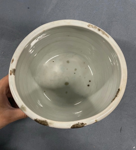 古玩陶瓷日本江戶青花赤壁賦案缸真品鑒賞圖